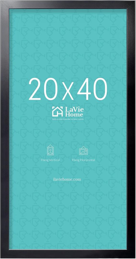 LaVie Home 20x40 Poster Frame Black, Display Pictures 20 x 40, Stable and Sturdy Picture Frame with Polished Plexiglass, Horizontal and Vertical Format of The Wall1 Pack