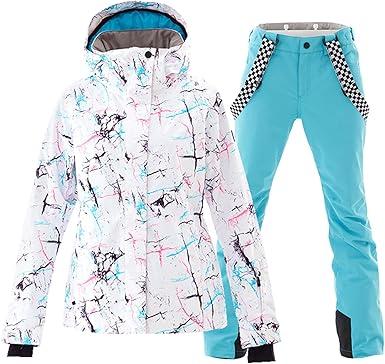 Women's Ski Jackets and Pants Set Windproof Waterproof Insulated Snowsuit Winter Warm Snowboarding Snow Coat, S, Snow 