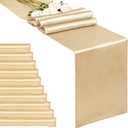 10-Pack Champagne 12 x 108 inches Long Premium Satin Table Runner for Wedding, Decorations for Birthday Parties, Banquets, Graduations, Engagements, Table Runners fit Rectange and Round Table