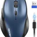 TECKNET Wireless Mouse Rechargeable,Mouse for Laptop Computer,2.4G USB Computer Mice Wireless,6 Button 6400 DPI Ergonomic Silent Mice, Portable Cordless Travel Mice-Wide Compatibility (Blue)