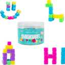 KOMARC GAMES StickiKubes, Mini Stacking Cubes That Stick to Anything, Non Toxic Kid Safe Sticky Blocks, Creative Construction Toy - 125 Cubes, 5 Neon Colors, Tub