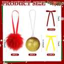 Poen 64 Pcs Christmas Tree Ornaments Set 48 Velvet Christmas Tree Bows 16 Shatterproof Xmas Balls 2.36' Plush Sequins Ball 7' Vintage Bow for Home Xmas Party Winter Supplies(Red,Gold,Yellow)