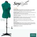 Dritz Sew You Adjustable Dress Form M/L, Sizes US 12–18, Female Sewing Mannequin with Pinnable Body Torso, 12 Dials for Accurate Fitting & 360 Hem Guide, Medium