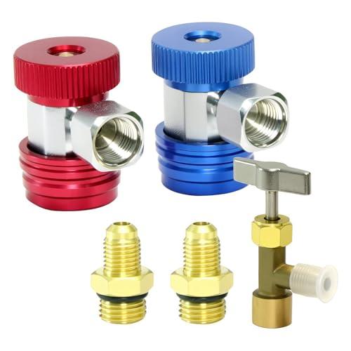 AC R134A Adjustale Qucik Coupler Adapter 1/4 Inch Male Flare Tank Adapter Qucik Connector for for HVAC High Low Connector