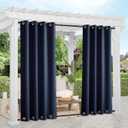 NICETOWN 2 Panels Outdoor Curtains for Patio Waterproof Extra Long 108", Windproof Thermal Insulated Top and Bottom Stainless Steel Grommet Blackout Outdoor Drapes for Porch, Navy Blue