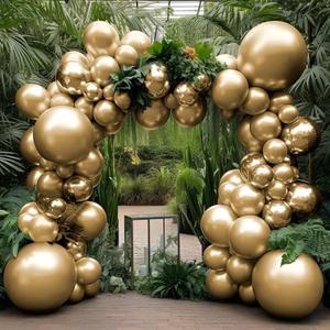 Gold Balloons Different Size 18 12 10 5in Chrome Metallic Gold Balloon Garland Arch Kit Glue Point Curlling Ribbon Strip Tying Tool For Birthday Baby Shower Wedding Graduation Party Decoration