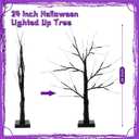 Halloween Decorations Indoor - 2 Pack 24 Inch Halloween Spooky Tree with Lights, Light Up Tabletop Black Tree Decor for Home Party
