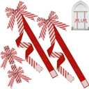 8 Pcs Large Christmas Cabinet Door Bows and Ribbons 78 Inch Christmas Door Cabinet Bows for Gifts Xmas Holiday Furniture Kitchen Party Decorations (Red, White)
