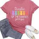 Potia Easter Teacher Shirt for Women Happy Easter Bunny Shirts Teacher of The Sweetest Tees Tops Pink XL