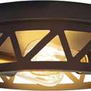 2-Light Flush Mount Ceiling Light Fixture, Kitchen Lighting fixtures Ceiling, Matte Black Metal Cage Light Ceiling Mount for Hallway, Farmhouse, Entryway