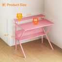 ODK Small Desk, 27.5 Inch Computer Desk for Small Spaces, Study Desk with Storage & Monitor Stand, Pink