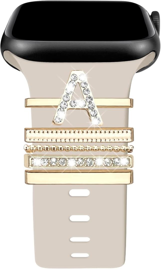 Decorative Rings Loops Compatible with Apple Watch Silicone Bands Charms 49mm 45mm 44mm 42mm 41mm 40mm 38mm iWatch Series 10 9 8 7 6 5 4 3 2 1 SE 2 Ultra 2 Charms Accessories (No Band)
