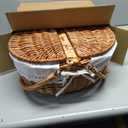 Wicker Picnic Basket with Removable Liner Empty Picnic Baskets with Lid, Picnic Hamper with Foldable Handles for Picnic 2, Natural Color, Large