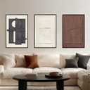 3D Textured Framed Wall Art, 3 Piece Neutral Artwork for Walls, Modern Minimalist Wall Paintings, White Black Geometric Texture Wall Decor for Living Room, Hallway, Office, 16x24In, 16" X 24" X 3 Panels Framed