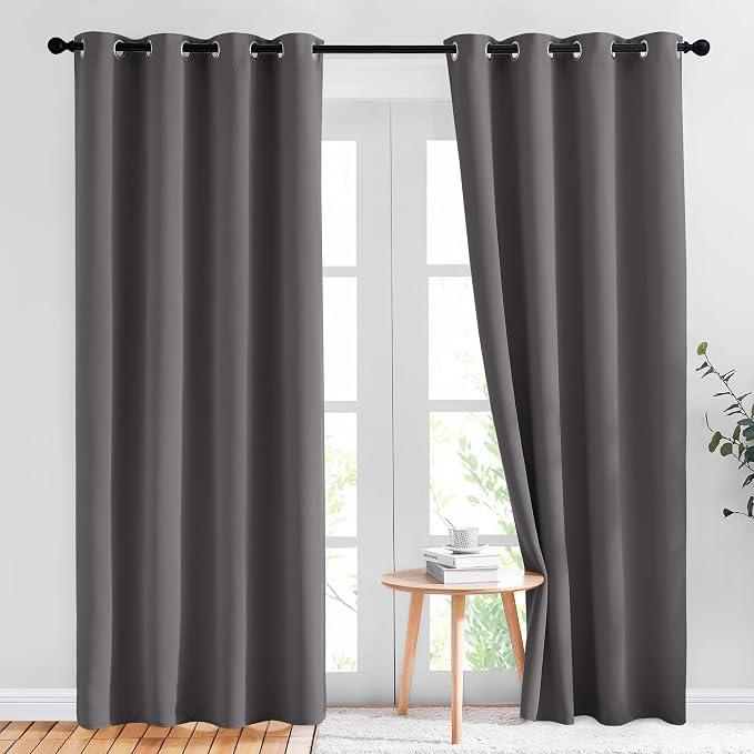 Blackout Curtains for Bedroom 84 Inches Long, Grey
40" W x 100" L, 2 Panels, Light Blocking Window Drapes, Thermal Insulated, Living Room, Sliding Glass Door, Room Darkening