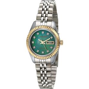 Armitron Women's Genuine Crystal Accented Bracelet Watch, 75-2475 (Two Tone/Green)