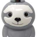 Isaac Jacobs Gray & White Ceramic Sloth, Liquid Soap Pump/Lotion Dispenser with Chrome Metal Pump (Holds Up to 12 Oz.)  Great for Bathroom, Kitchen Countertop, Bath Accessory (Sloth)
