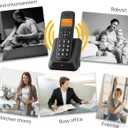 Expandable Cordless Phone with 1.8inch LCD 3 Lines Display Support 5 Handsets Connection 13 Shortcut Keys Call Block Hands-Free Calls Function 16 Languages with Big Buttons for Office Family