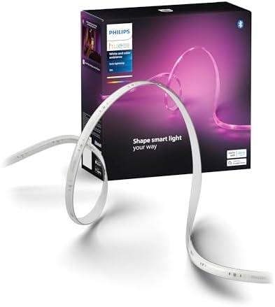 PHILIPS Hue Indoor 10 Ft Smart RGBWW LED Solo Lightstrip Base Kit, 1 Pack, Control with Hue App, LED Strip Lights Compatible with Alexa, Google Assistant and Apple HomeKit