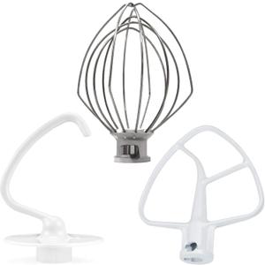 3 Pieces Stand Mixers Repair Set for Kitchen Tilt-Head Stand Mixers K45DH Dough Hook K45B Coated Flat Blade Paddle K45WW Wire Whip Replace for kitchen aid Mixers Accessories by AMI PARTS