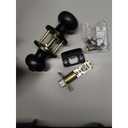 VILLCASE Keyed Entry Door Knob with Lock and Keys Quiet Functionality Modern Black Design Durable Security Lock for Exterior Front Bedroom and Bathroom Doors (16.10X6.40X6.40CM)