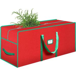 Christmas Tree Storage Bag Fits Up to 7.5 Ft, 600D Oxford Cloth Christmas Tree Holder Storage Box with Reinforced Handle and Card Slot for Christmas Dcor Quilt Pillow Clothes Blankets Storage (48"x15"x20", Red)