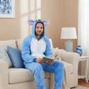 Adult Onesie Halloween Costume Unisex Animal Pajamas Cosplay One Piece Sleepwear for Women and Men (Blue, S)