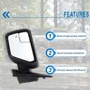 Left Driver Side Door Mirror Compatible With 2021 2022 2023 2024 2025 2026 Ford F150 With Power Glass Manual Folding Heated Matte Black Replace#ML3Z17683UA(5Pins)