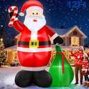 12 Ft by 7.6 Ft Giant Christmas Inflatables Decorations Outdoor Santa Claus with Gift Bag with LED Light for Christmas Blow Up Yard Decor for Lawn Garden Party Holiday Xmas Decorations Cute Fun
