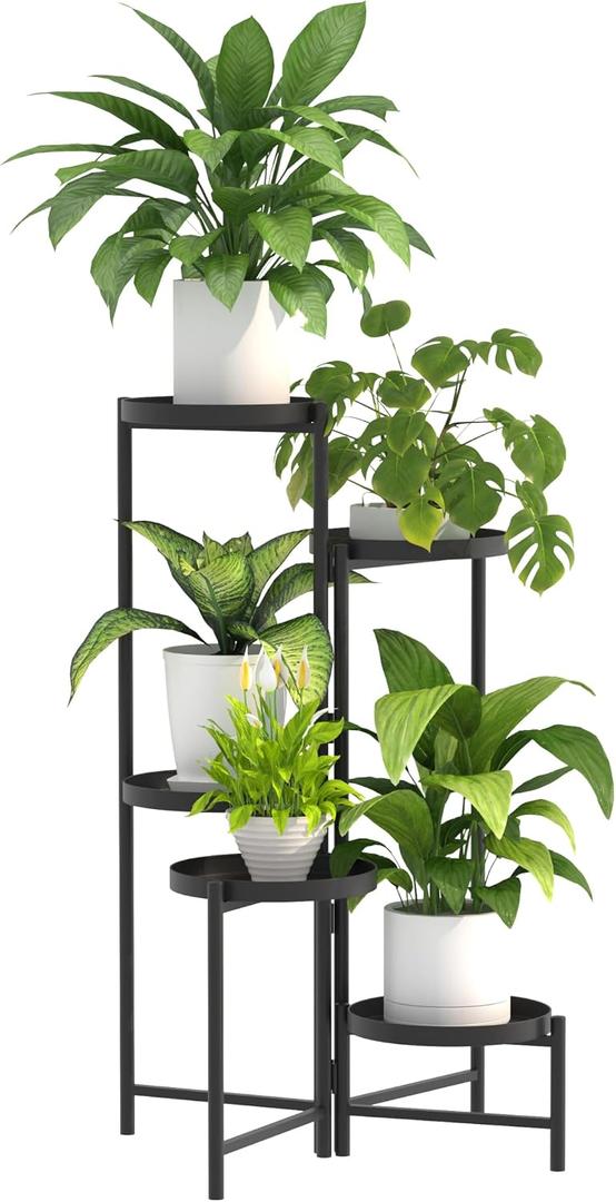 5 Tier Tall Metal Plant Stand, Duty Tiered Flower Shelf for Patio Garden