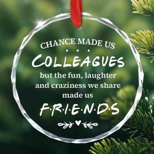 Colleagues Christmas Glass Ornament - Colleague to Friend Ornaments for Work Teams, Besties, Coworkers, Men, Women - Chance Made Us Colleagues Crystal Keepsake
