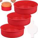HUAKENER 10 Inch Round Cake Pan, 3 Pack Silicone Cake Molds nonstick Cake Molds for Birthday Cakes, Layer Cakes, Cheese Caks, Chocolate Cakes