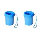 Portable dog claw cleaner, portable pet silicone cleaning cup, gift for pet lovers -2-piece (blue)