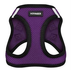 Best Pet Supplies Voyager Step-in Air Harness - All Weather Mesh, Reflective, No Pull Harness for Dogs, Cats - Secure with Hook & Loop Fastener, Buckle, Double D-Rings - Purple/Black Trim, L