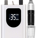 Delanie Professional Portable Electric Nail Drill Machine, 35000 RPM Rechargeable Cordless Nail Filer Electric Nail File Efle for Dip Powder Acrylic Gel Nail, Salon Nail Tool, White 