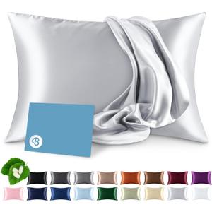 Bare Home 100% Mulberry Silk Pillowcase for Hair and Skin - Ultra Premium 6A Grade 19 Momme Silk Pillow Case - Hidden Zipper - Breathable Cooling Pillow Cover (Queen, Silver)