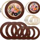 RattanView 12 Pcs 6 Inch and 8 Inch Wood Embroidery Hoop Frame with Embroidery Hoops Round Embroidery Hoops Display Frame for Finished Cross Stitch Hoop Frame DIY Art Craft Sewing Ornaments(Walnut)