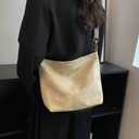 Hobo Bag for Women Crossbody Handbags Large Designer Ladies Bucket Purse PU Leather Shoulder Bags with Wide Shoulder Strap (One Size, Black)