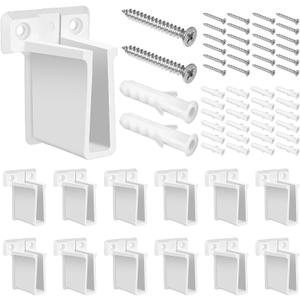 12 Pack White Brackets for Shelves Wall Mount Wire Shelf End Brackets Plastic Closet Bracket with 24 PCS Screws and 24 PCS Expansion Tubes Heavy Duty Corner Support for Cabinets Closets