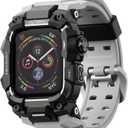 ULTIMAL Rugged Case with Band for Apple Watch 44mm,Compatible with Apple Watch Series SE 3/SE 2/SE Generation/6/5/4, Military Grade Shockproof Bumper Cover for iWatch Tactical Band Men (44mm,Grey)