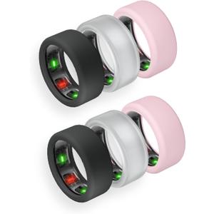 Silicone Ring Case for Oura Ring Gen 3/4 - Elastic Protector, Patent Protected (2 Black + 2 Clear + 2 Pink, M for 11-13 Size)