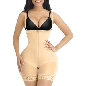 SHAPELLX Fajas Colombianas Shapewear for Women Tummy Control Plus Size Postpartum Body Shaper Butt Lifting Bodysuit (Large, A3-desert Sand)