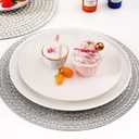 Silver Round Placemat Heat Resistant Non-Slip Table Mat for Fall Kitchen Dining Festivals Table Wedding Sparkle Christmas Decoration Glass Rhinestones Placemat (15 Inches) (1PCS, Silver-x-pattern)