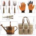 1 Gallon Galvanized Steel Watering Can with 3 Pcs of Garden Tools, 1 Pc of Pruning Shear, 1 Pair of Gardening Gloves，1 Pc of Garden Tools Organizer Tote