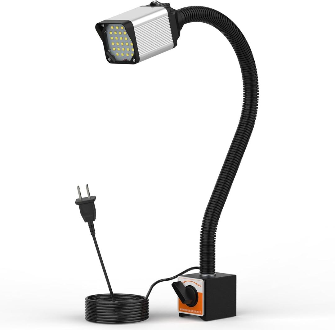 28LEDs Magnetic Light, 1320 Lumen 120v Flexible Gooseneck Work Light with Adjustable Magnetic Base for CNC MlilingDrill Press Sewing Machine Industrial Lighting, 12w (14W strong magnetic)