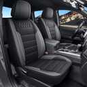 YORKNEIC Full Set Fit for Toyota Tacoma Seat Cover 2024 2025 2026 Faux Leather Seat Covers for Trucks Waterproof Car Cushion Protectors(Black&Grey)