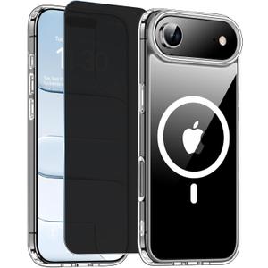 Magnetic for iPhone 17 Air Case Clear with Privacy Screen Protectors Compatible with MagSafe, [Camera Protection] [Military Drop Protection] Shockproof for Apple 17 Air Cover