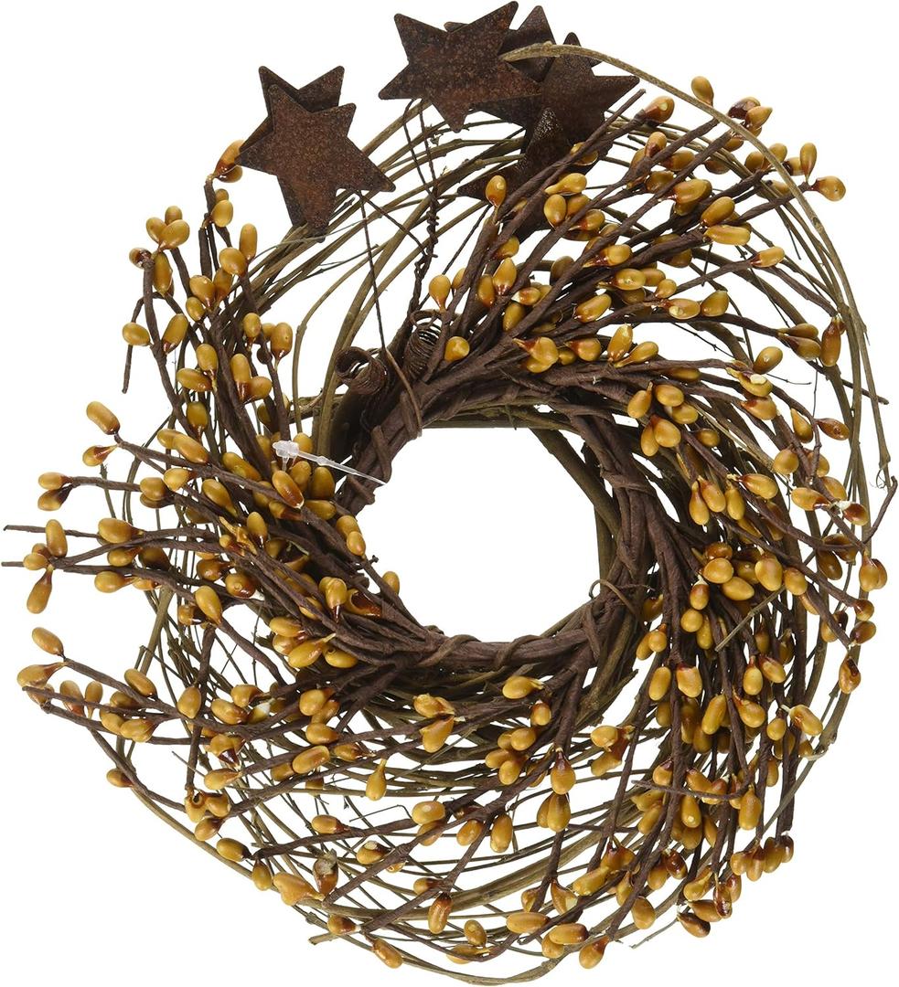 CWI Gifts Pip Twig Star Wreath Rings - 10 inch - Wreath Decor for Front Door and Candle Decorating - Old Gold (Multicolor)