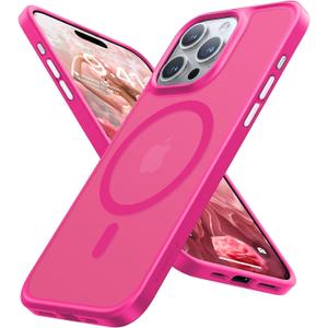 TORRAS Magnetic Guardian Designed for iPhone 14 Pro Max Case [Military Grade Drop Tested] [Compatible with MagSafe] Slim Translucent Matte Case for iPhone 14 Pro Max Phone Case 6.7", Hot Pink