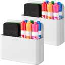 BEYGORM 2 Pack Plastics Magnetic Pen Holder for Refrigerator, Dry Erase Marker Holder for WhiteboardMagnet School Locker Organizer Accessories, Pencil Cup, Pen Caddy, Classroom Organization(White)